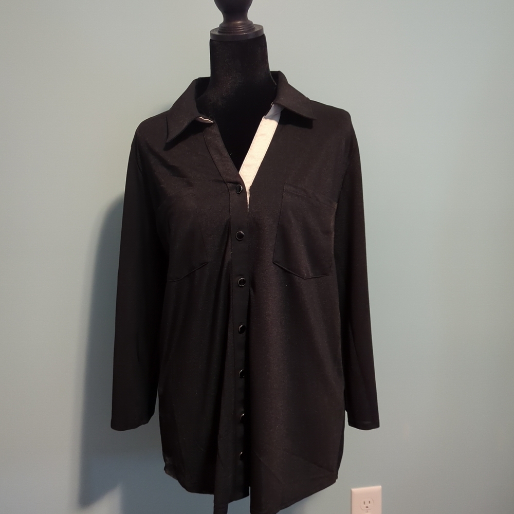 Sunny Leigh Black Button-Up Blouse